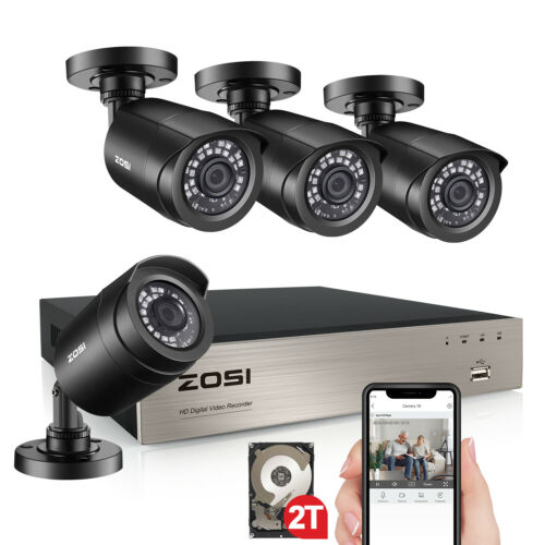 Zosi 1080p Home Security Camera System Outdoor 8ch 5mp Lite Dvr Hard Drive 2tb