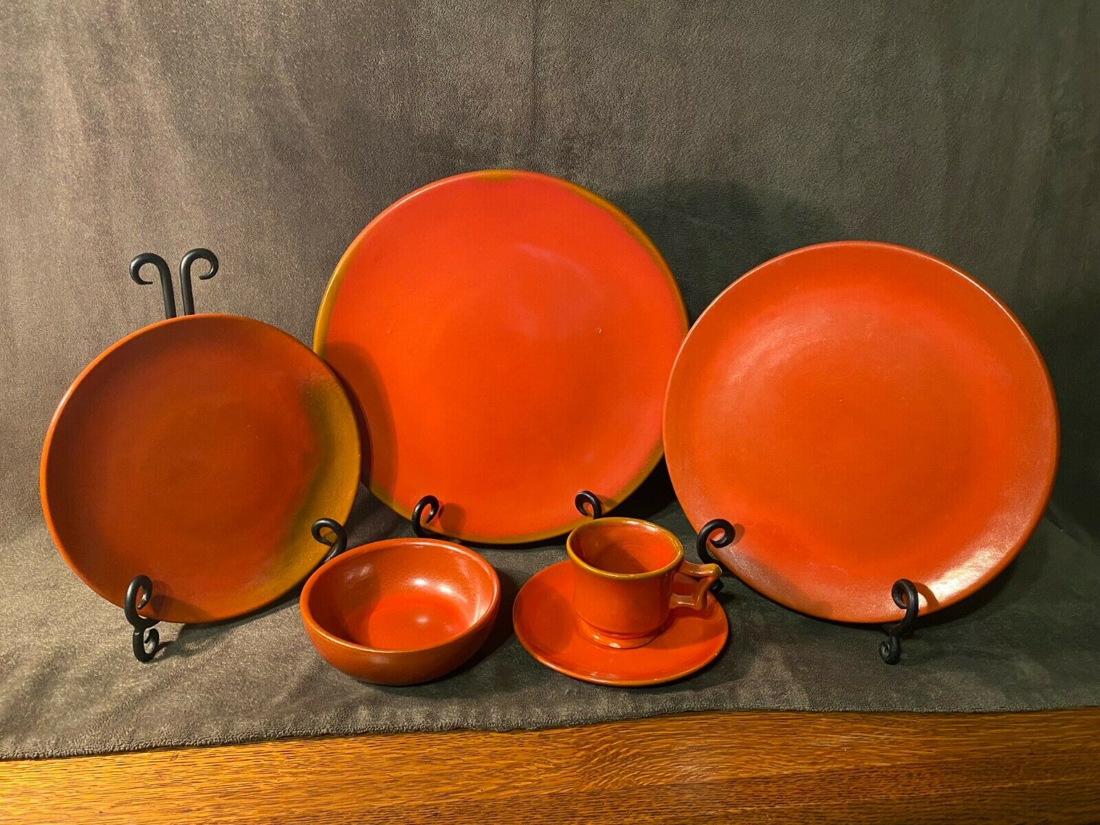 Catalina Island Pottery Toyon Red 6 Piece Dinner Place Setting