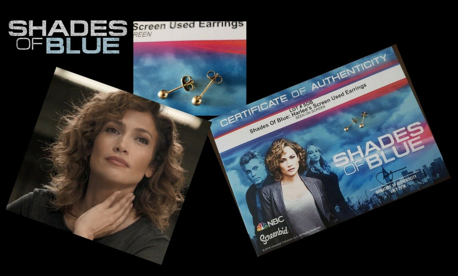 Shades Of Blue: Jennifer Lopez - Jlo  - Earrings Screen Worn W/studio Coa