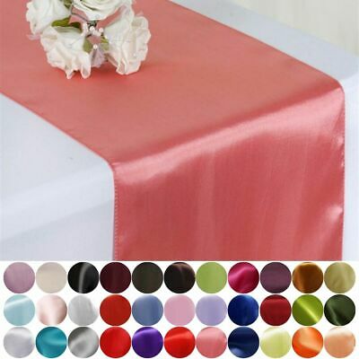 10 Pcs 12" X 108" Satin Table Top Runners Wedding Party Linens Free Shipping