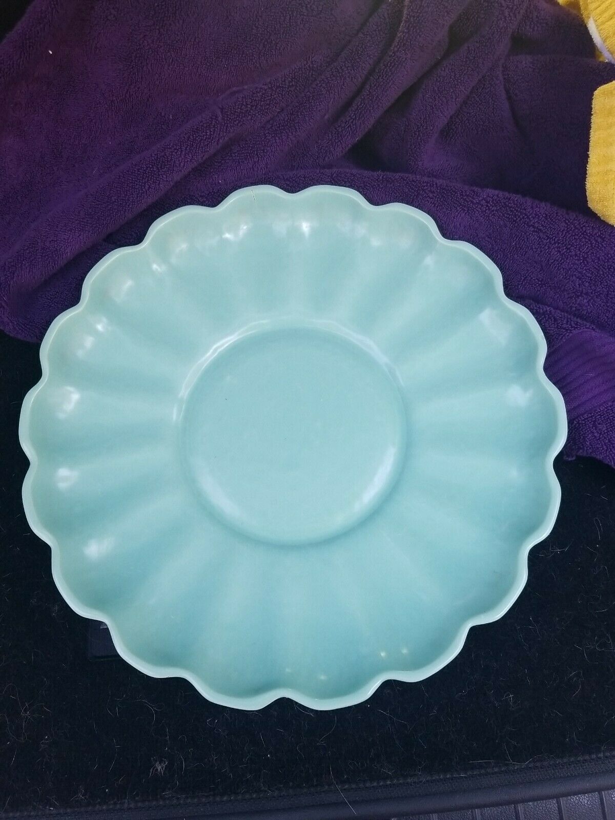 Catalina Rancho Pottery Plate Scallop Ca Turquoise Aqua 50s 60s Mcm Usa Vintage