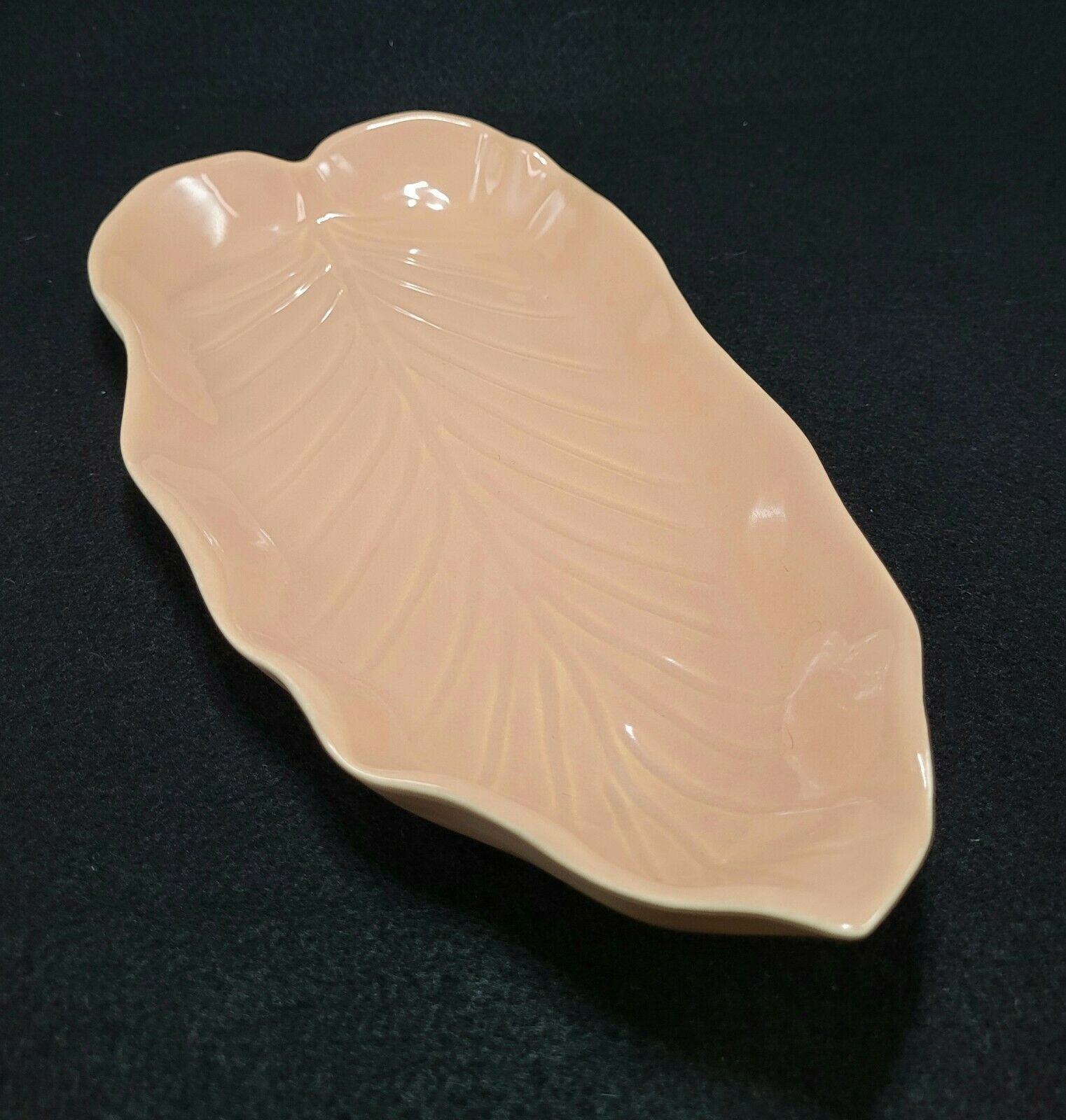 Vintage Catalina Pottery Salmon Color Leaf Platter