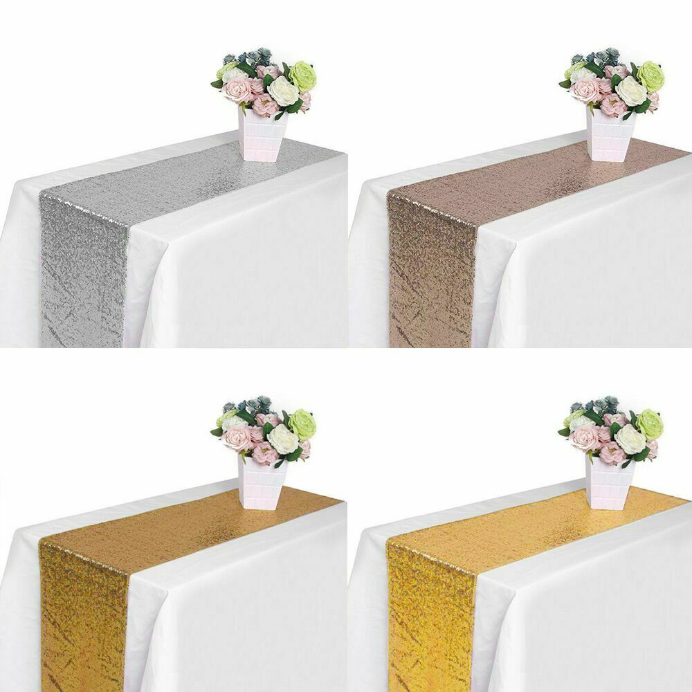 71" 108" 118 Wedding Party Sparkle Glitz Sequin Table Runner Banquet Decorations
