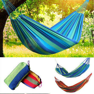 Hammock Portable Cotton Rope Outdoor Swing Fabric Camping Canvas Bed Bag 2 Color